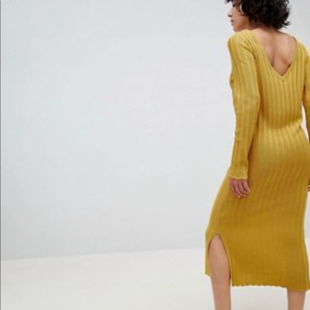 ASOS low back mustard Maxi Dress